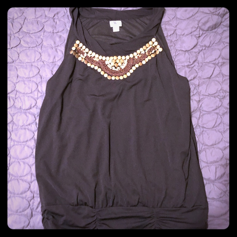 Worthington Large Black Top w/ gold embellishment